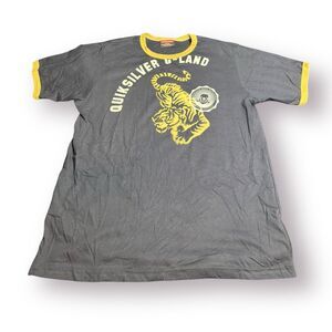 Quiksilver Tiger Graphic T-Shirt Size Large Blue Shirt Retro 100% Cotton Skater